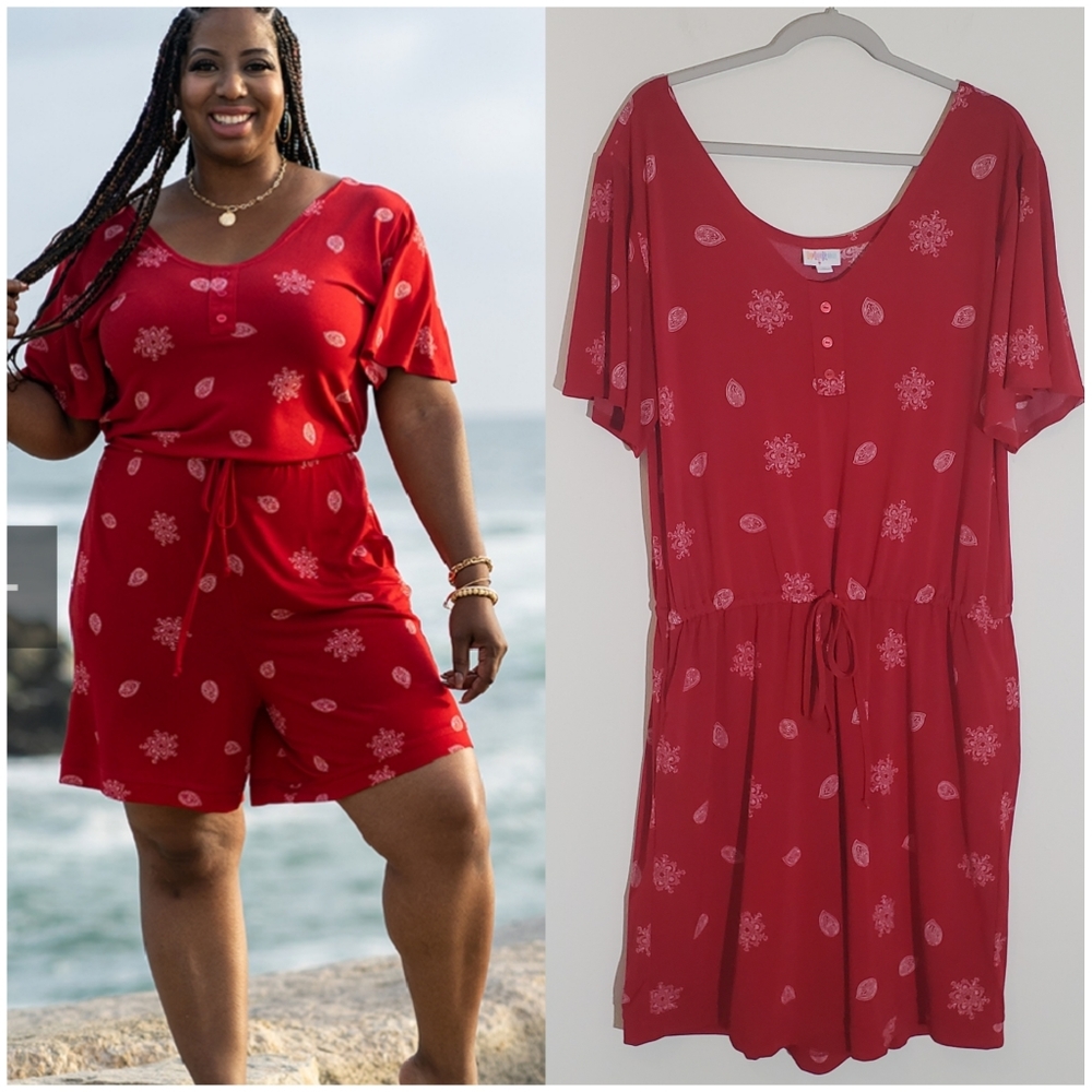 LuLaRoe Xanthi Bell Sleeved, Cinched Waist Romper